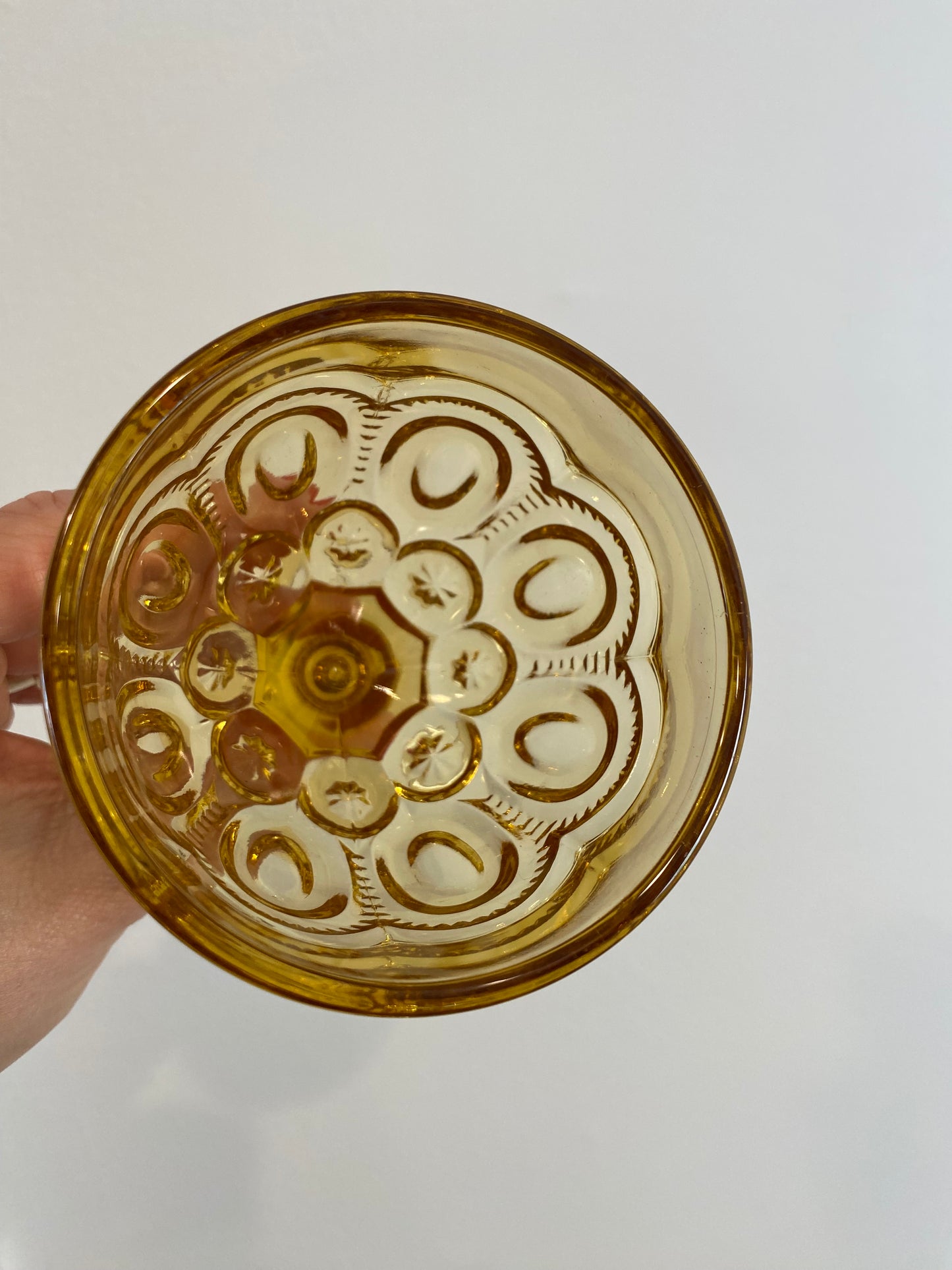 Vintage Yellow Etched Glass Cocktail Glasses