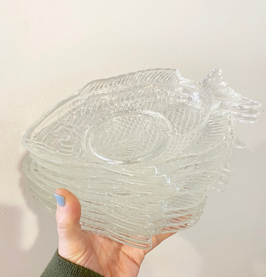 Vintage Glass Textured Fish Plates