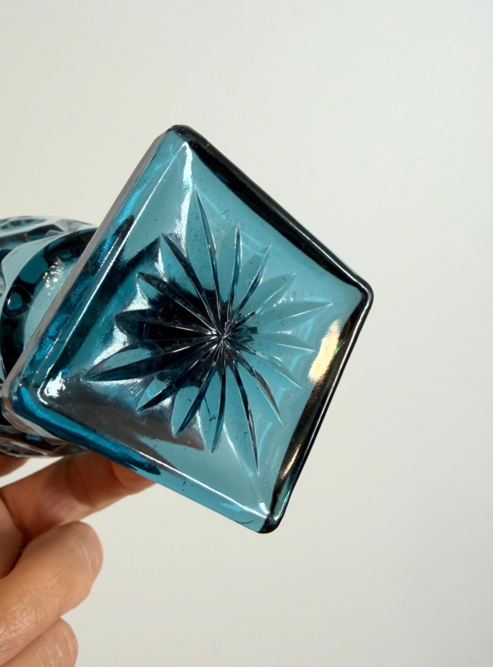 Vintage Blue Pressed Glass Goblets