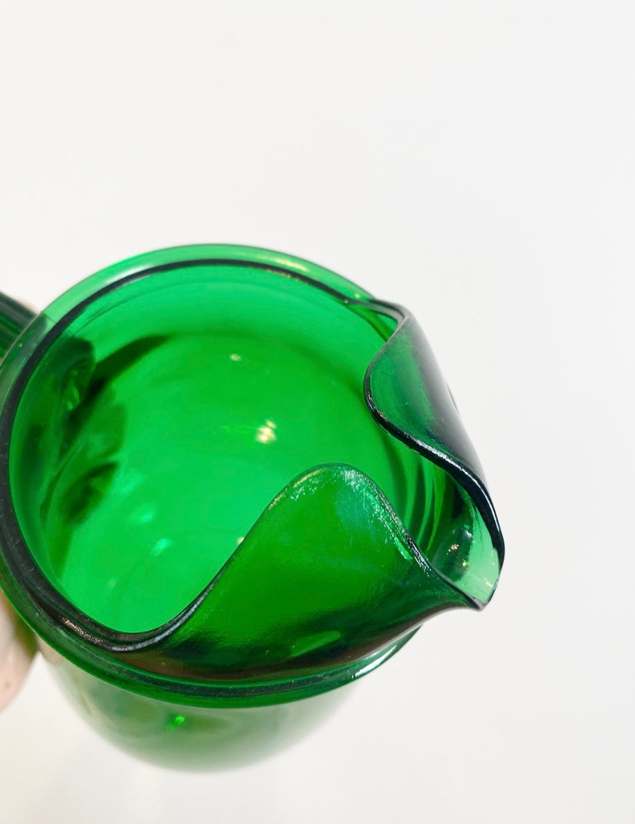 Vintage Glass Emerald Green Pitcher