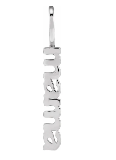 Mama Long Block Font Charm Silver