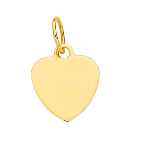 Flat Heart Charm 14k solid gold