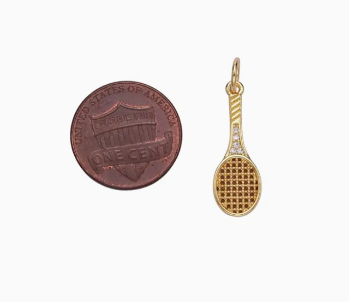 Tennis Racket Charm gold fill
