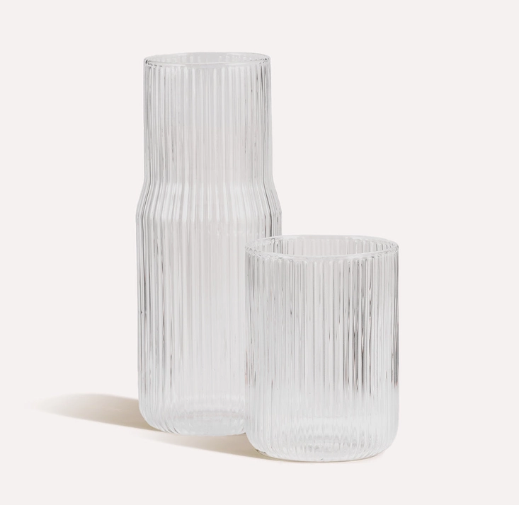 Ribbed Glass Carafe Set