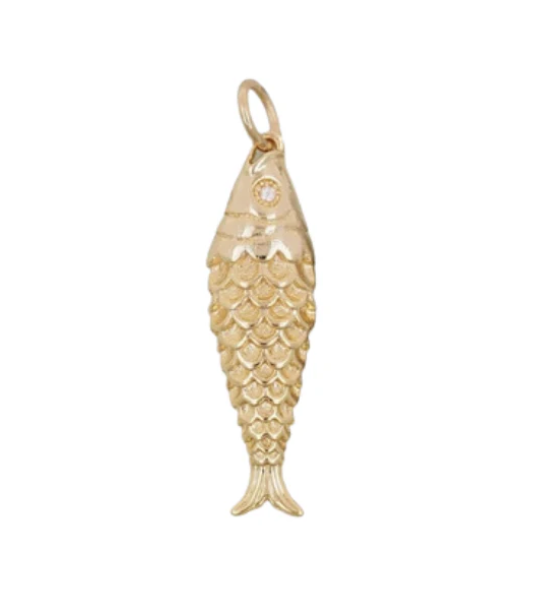 Textured Fish Charm gold fill
