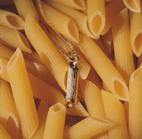 Penne Pasta Charm Gold Plate