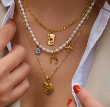 Horseshoe Charm with Colored Stones, gold vermeil