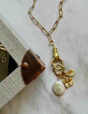 Nautical Charm Holder, gold fill