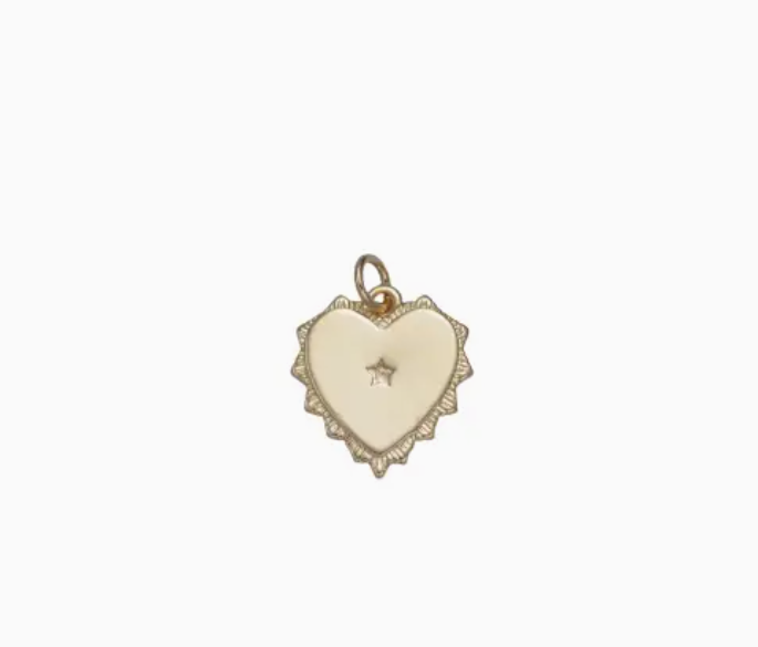 Heart with Scallop Edge Charm, gold fill