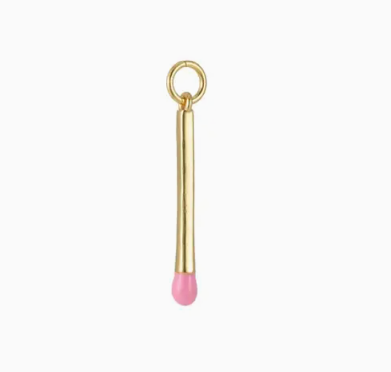 Pink Match Charm, gold fill