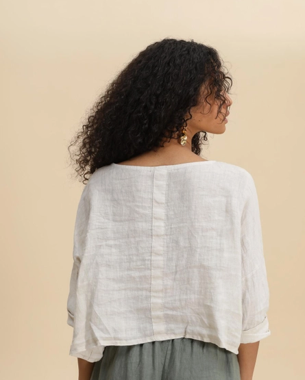 Linen Cropped Button Down