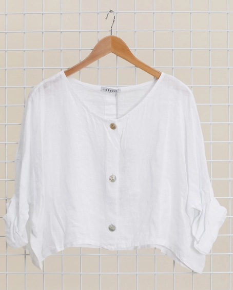 Linen Cropped Button Down