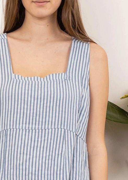 Linen Stripe Sleevless Dress