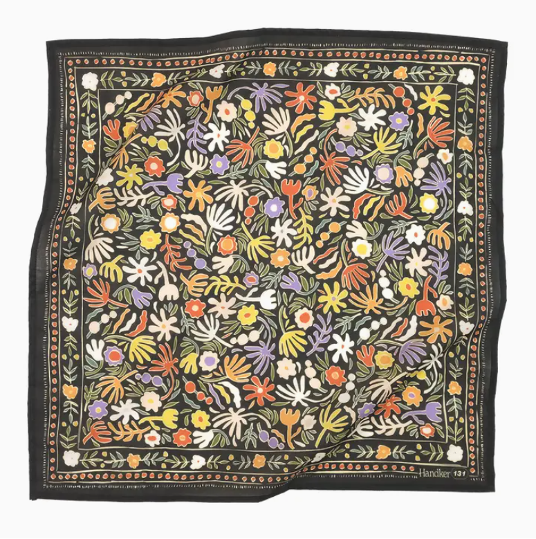 Bandana- Black with Flowers