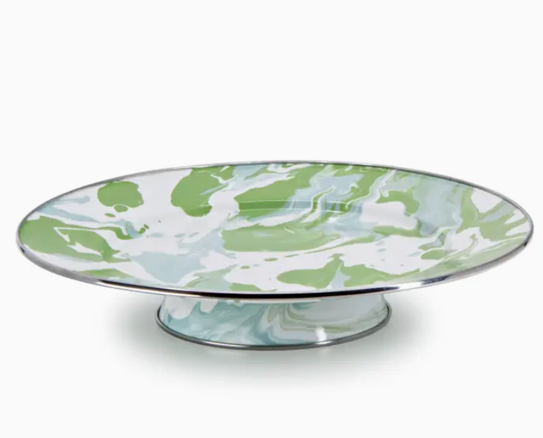 Enamel Swirl Cake Stand Green
