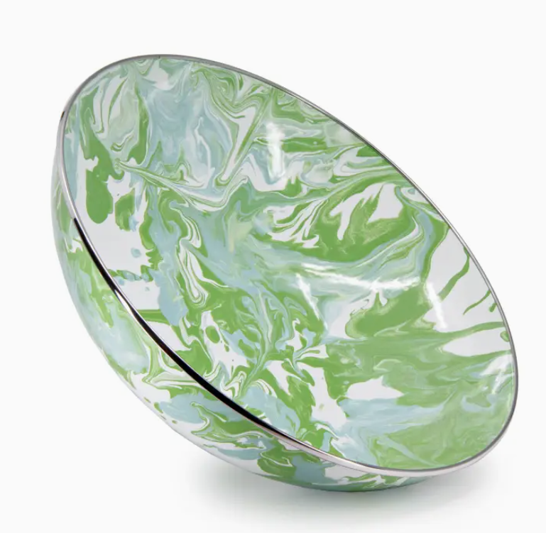 Enamel Swirl XL Catering Bowl green