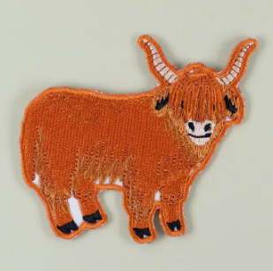 Long Haired Cow, iron on patch