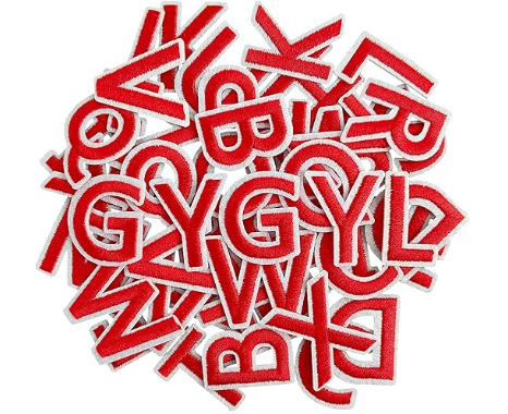 Letters RED, iron on patches