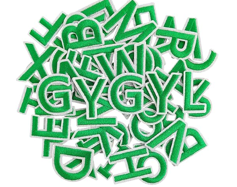 Letters GREEN, iron on patch