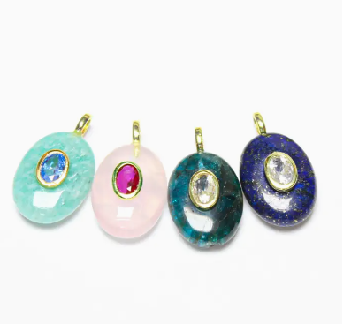 Oval Cz Embellishment Stone Pendant