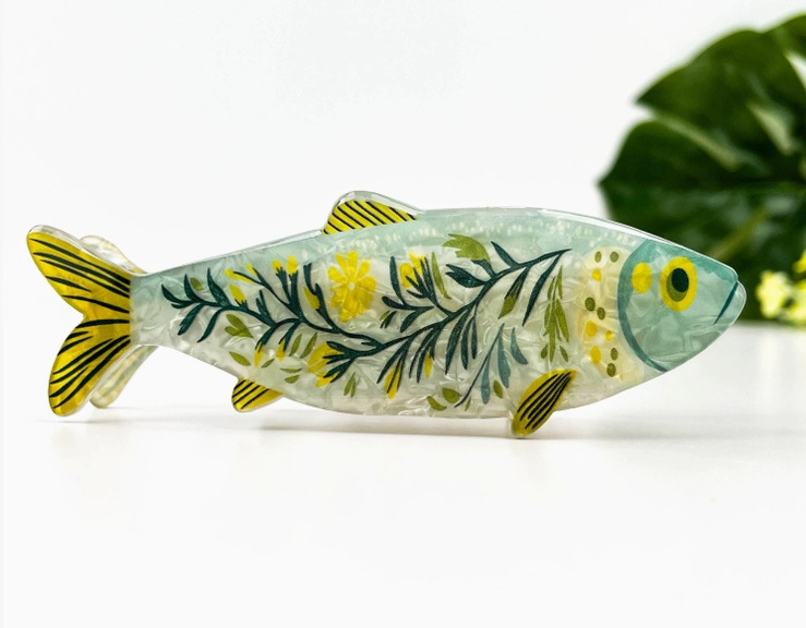 Floral Fish Hair Claw Clip