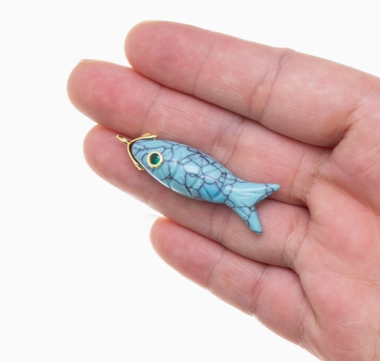 Textured Gemstone Fish Charms