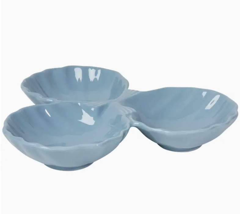 Stoneware Seashell Divided Dish