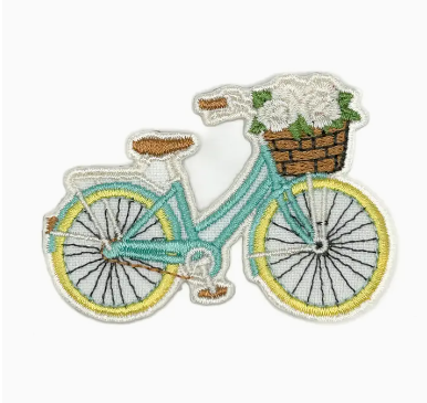 Bike with Floral Basket, iron on patch