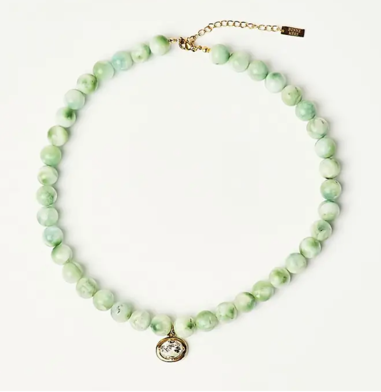 Natural Green Jade with Stone Necklace