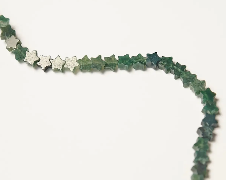 Green Stars Indian Agate Gemstone Necklace