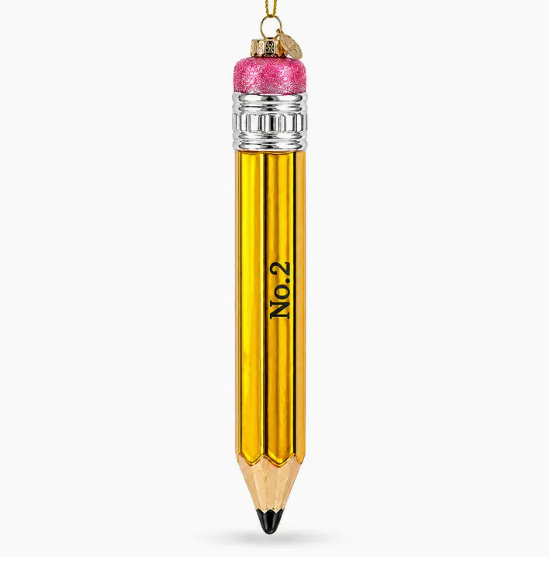 Pencil Glass Christmas Ornament
