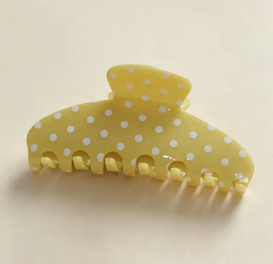Yellow Polka Dot Hair Claw Clip
