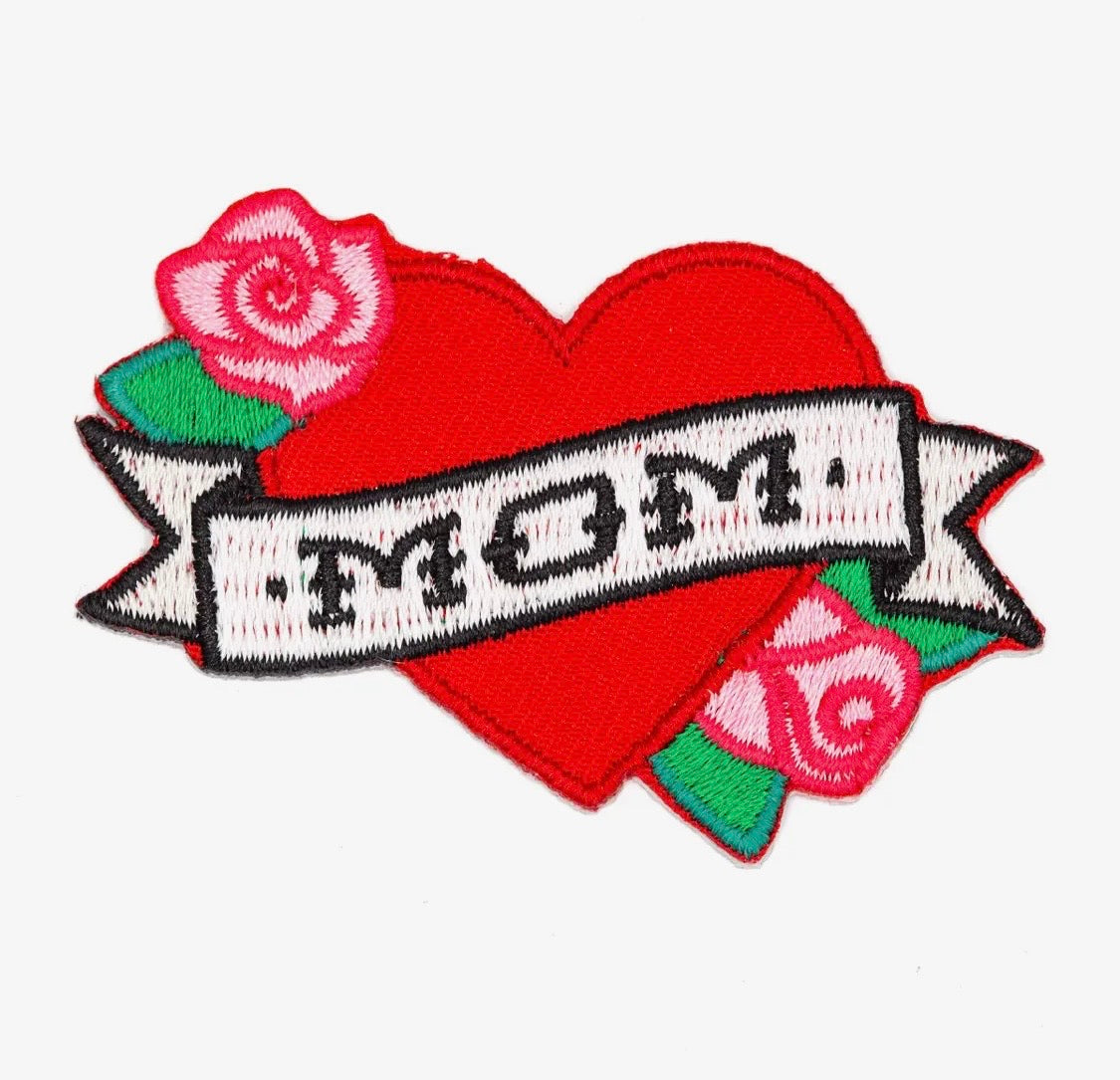 Mom Tattoo Heart, iron on patch