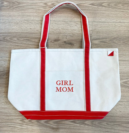 Canvas Girl Mom Tote red