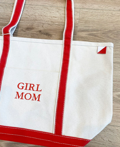 Canvas Girl Mom Tote red