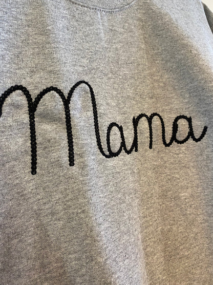 Mama Chain Stitch Embroidered Crewneck