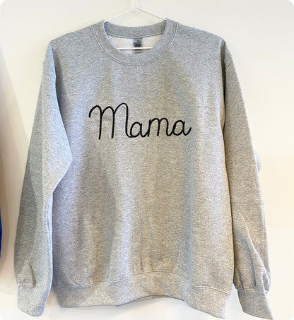 Mama Chain Stitch Embroidered Crewneck