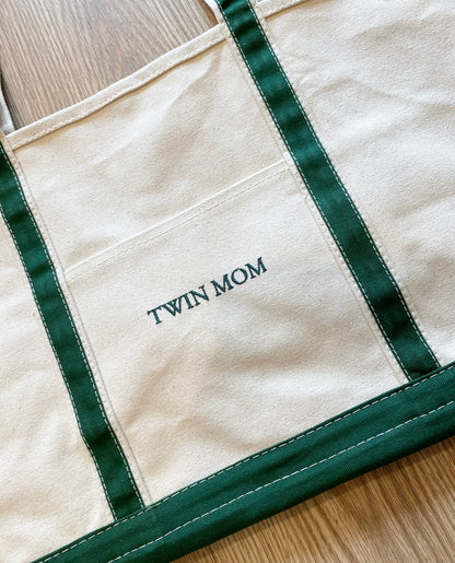 Canvas Twin Mom Tote green