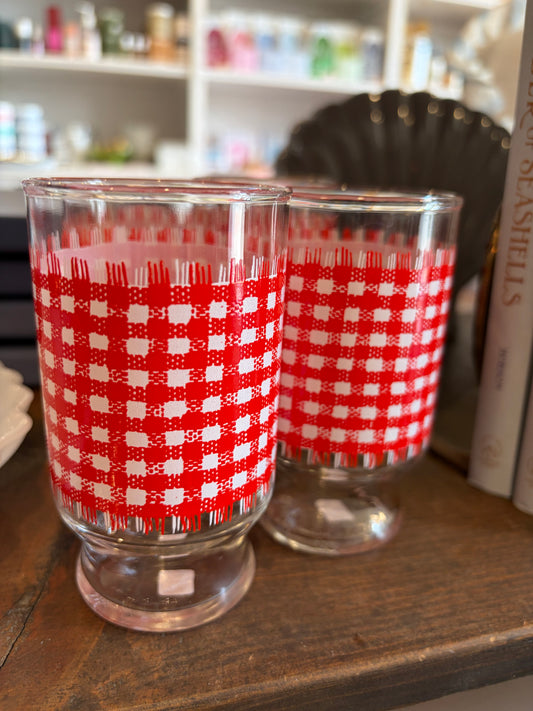 Vintage Gingham Glass set of 4