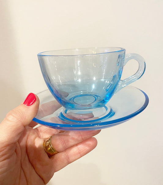 Vintage Ice Blue Teacup and Saucer