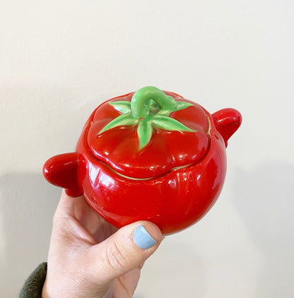 Vintage Tomato Sugar Bowl w/ Lid