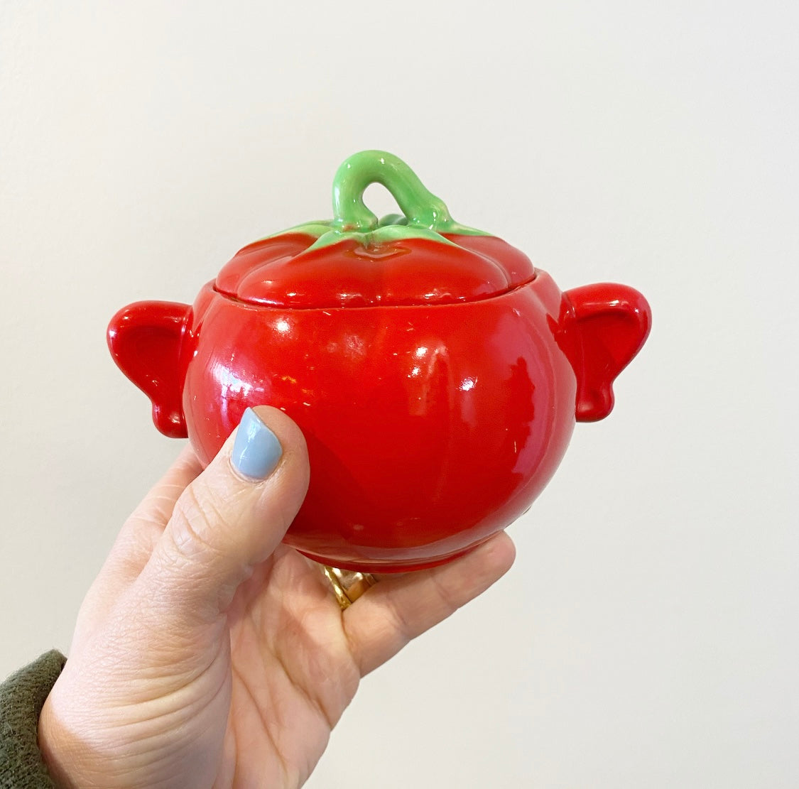 Vintage Tomato Sugar Bowl w/ Lid