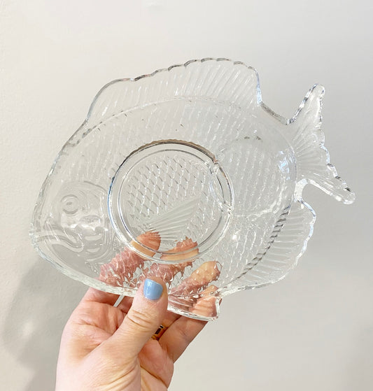 Vintage Glass Textured Fish Plates