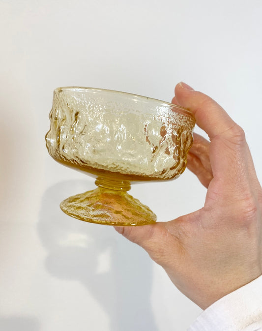 Vintage Sunny Yellow Textured Dessert Glasses