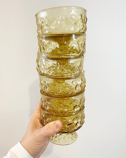 Vintage Sunny Yellow Textured Dessert Glasses