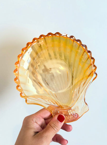 Vintage Carnival Glass Seashell Catch all Plates