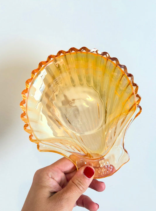 Vintage Carnival Glass Seashell Catch all Plates