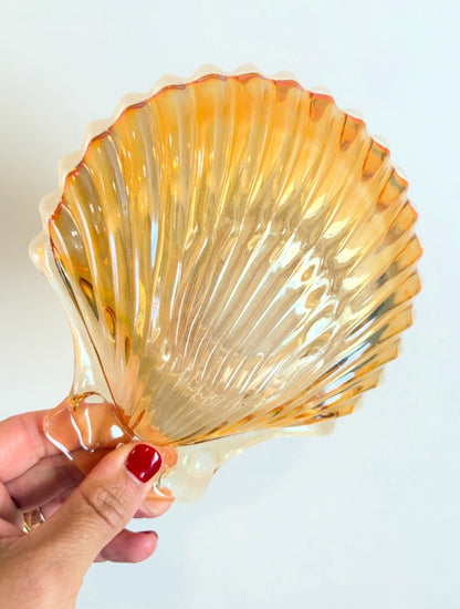 Vintage Carnival Glass Seashell Catch all Plates