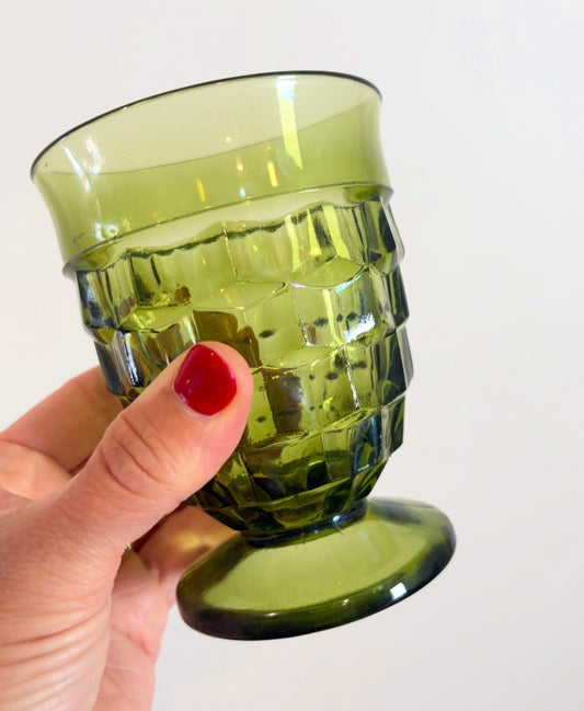 Vintage Pine Cone Patterned Olive Green Glasses