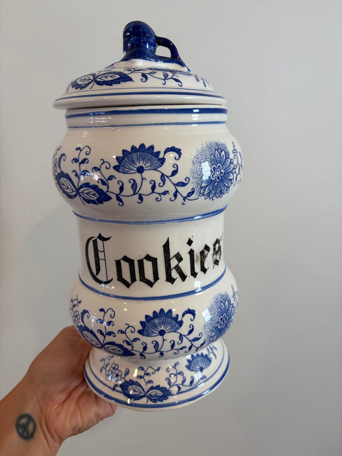 Vintage Blue and White Cookie Jar